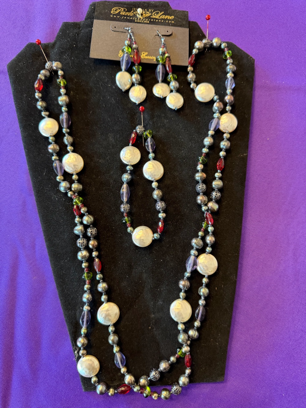 Park Lane 3-Piece Jewelry Set NWT Necklace Bracelet Earrings Pearl Crystal